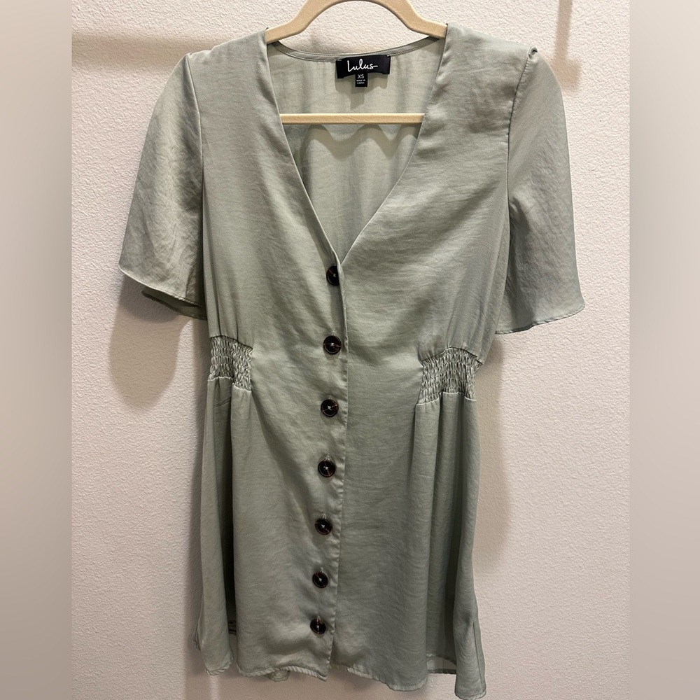 Lulu's Light Green Button-Up Dress